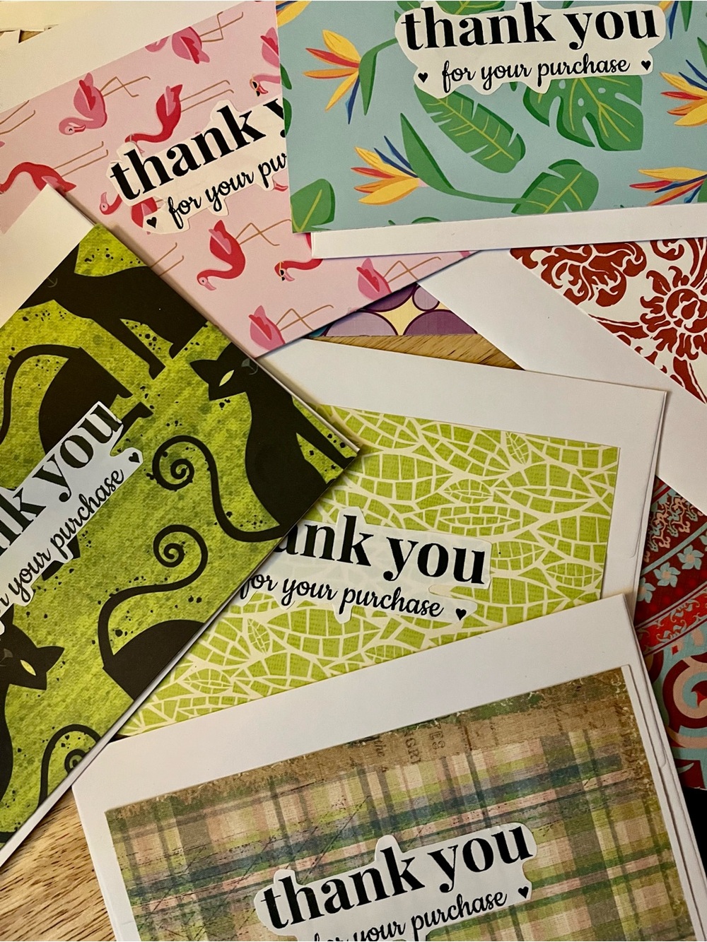 Handmade Assorted Thank You For Your Purchase Note Cards - Multicolor 20 pack